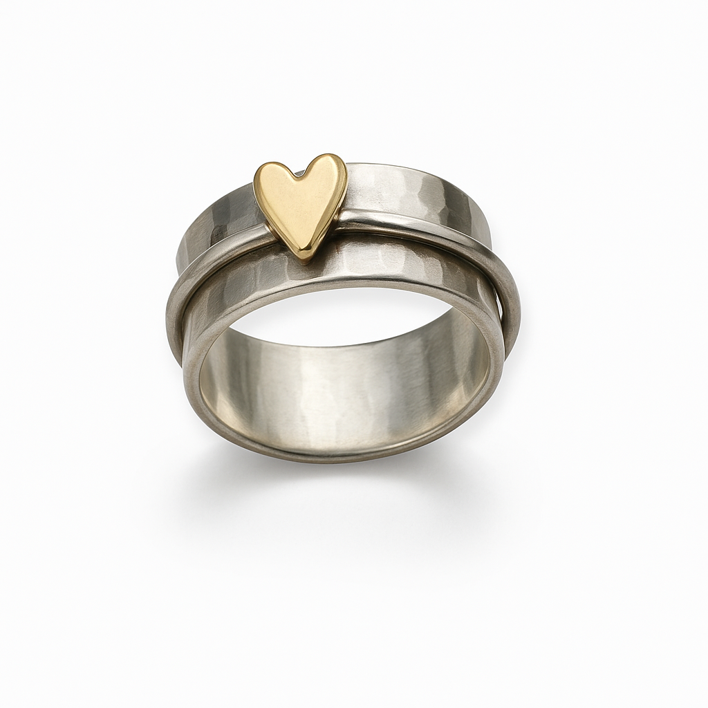 Vintage Gold Herz Silberring