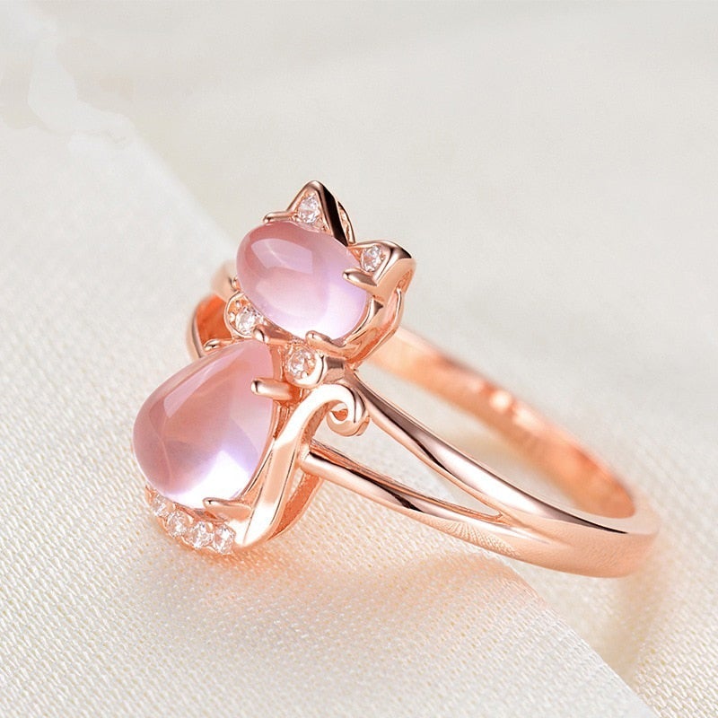 Katze Ring in Roségold