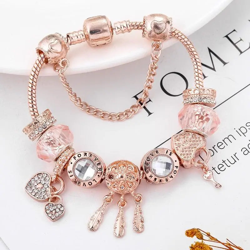 Rose Traumfänger-Armband mit Charms aus Sterlingsilber enthalten