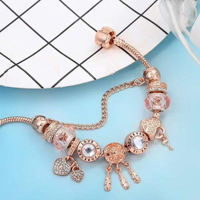 Rose Traumfänger-Armband mit Charms aus Sterlingsilber enthalten