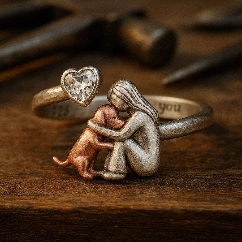 Handgefertigter Ring aus 925 Sterling Silber mit herzförmigem Zirkonia – Verstellbare Passform