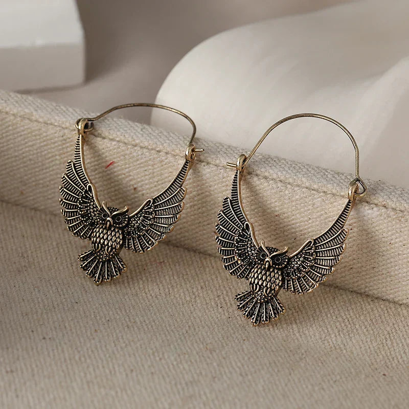 Vintage Bohemian Eulen Statement Ohrringe
