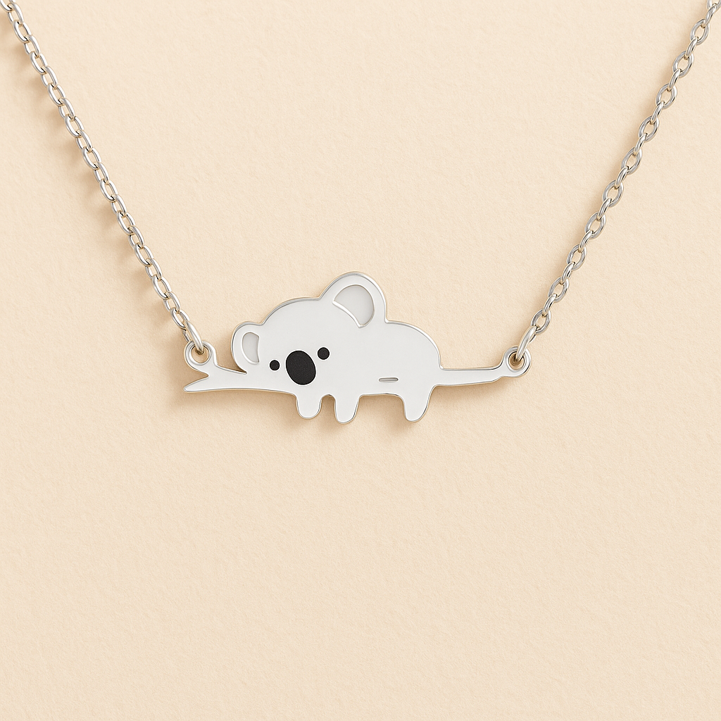 Silberner Koala-Halskette