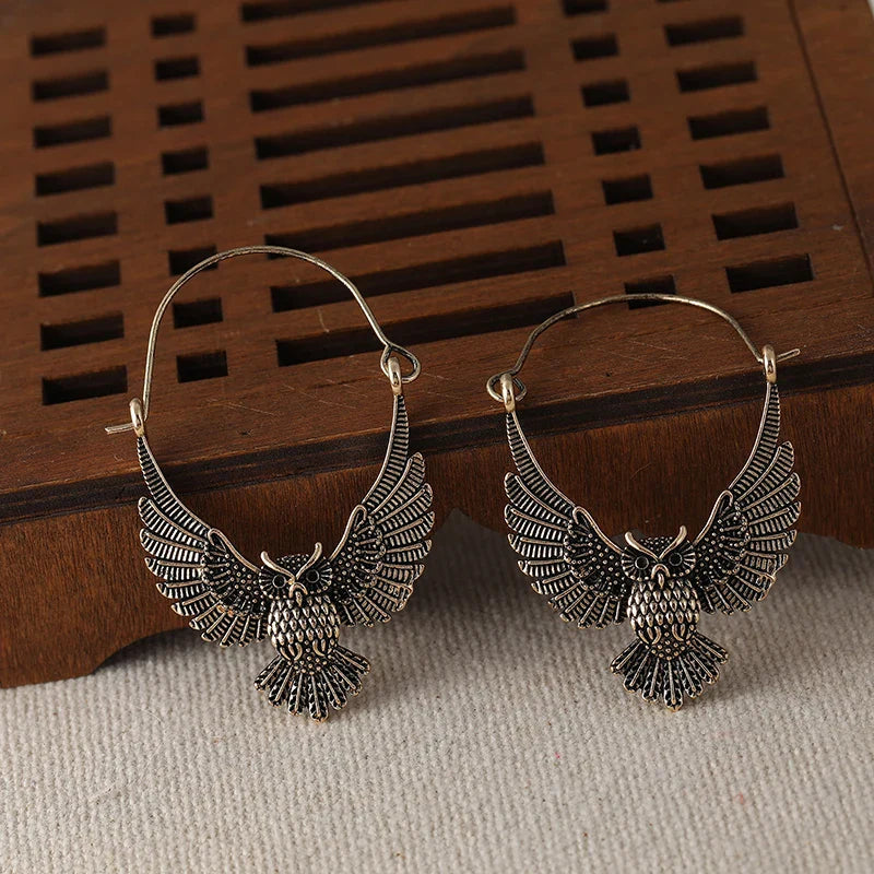 Vintage Bohemian Eulen Statement Ohrringe