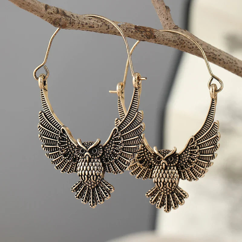 Vintage Bohemian Eulen Statement Ohrringe