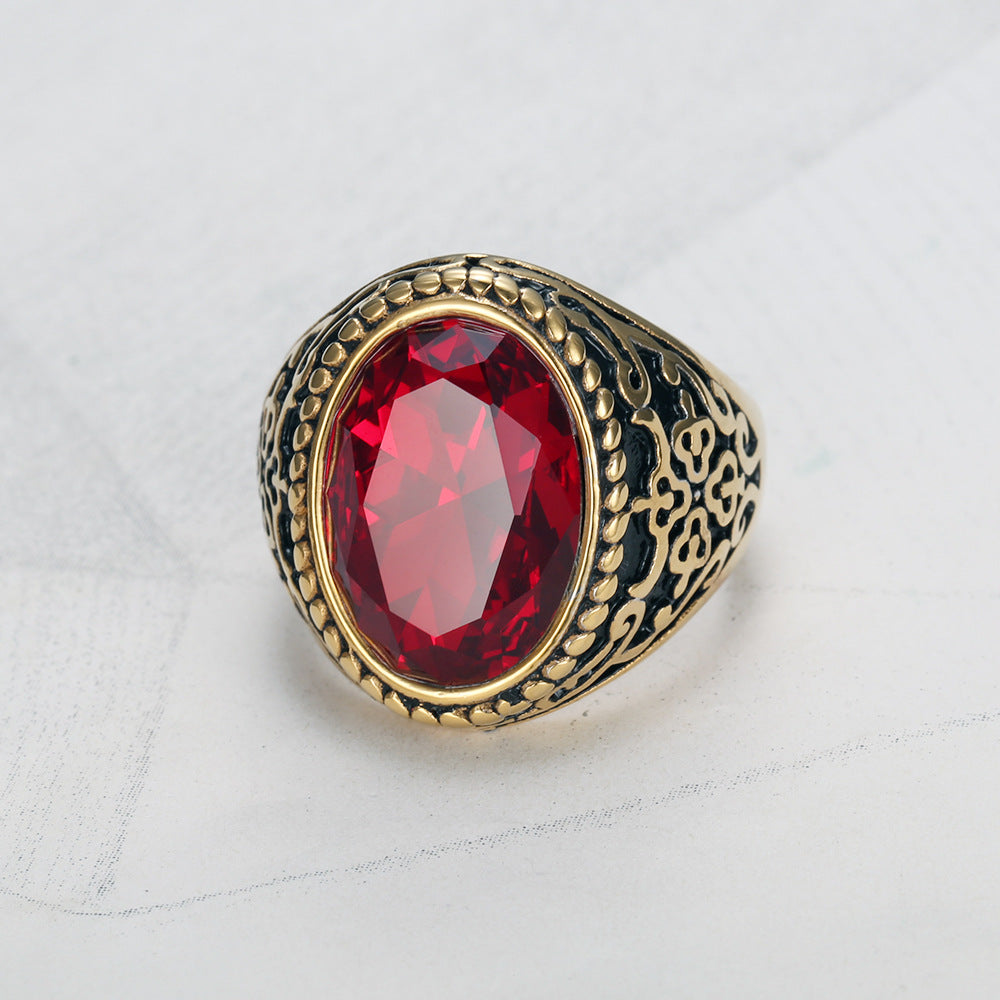 Eleganter roter Edelstein Goldring