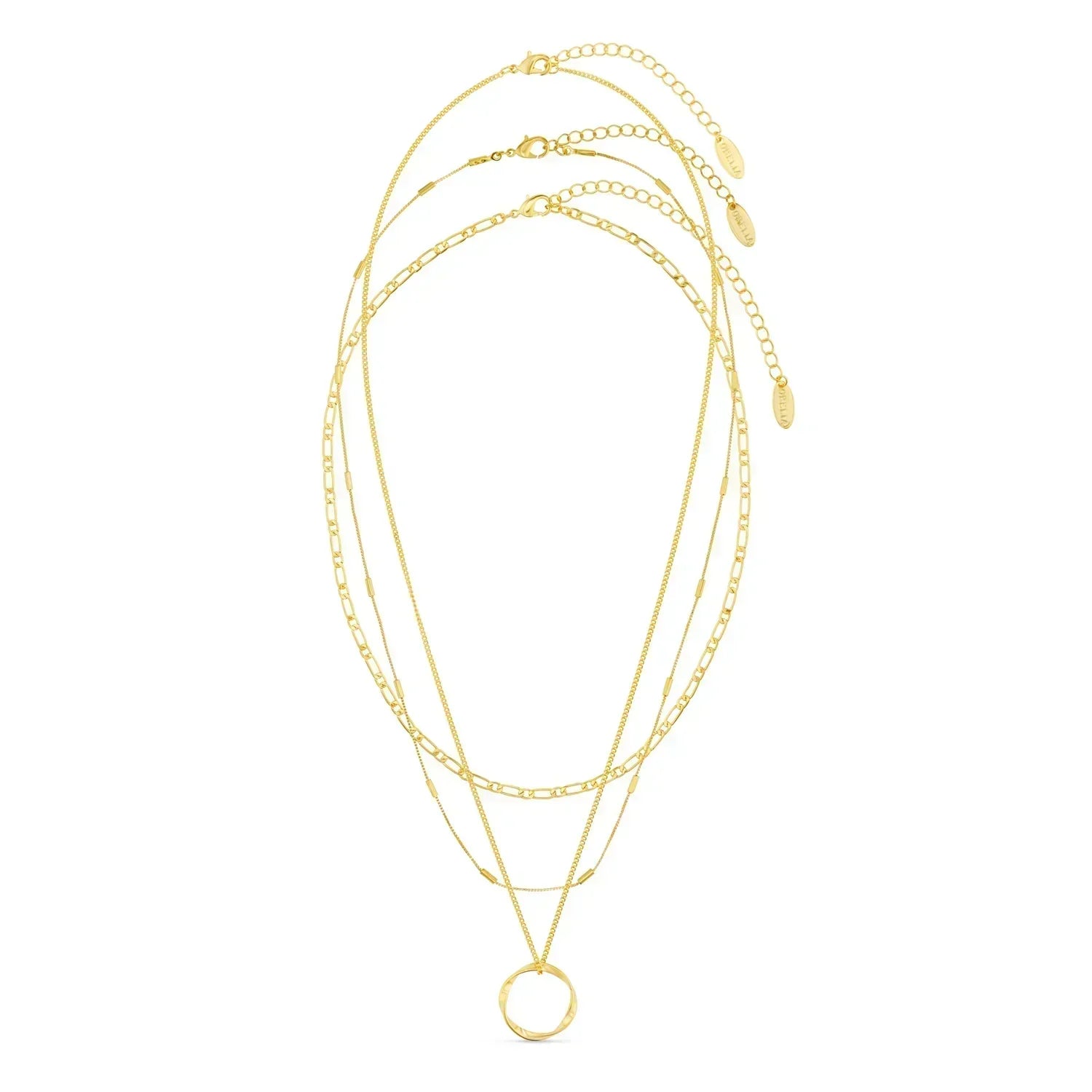 Offene Kreis Drei-Reihen-Halskette | Gold