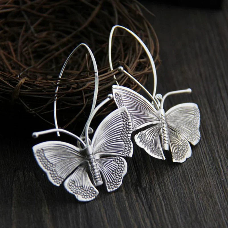 Vintage Silber Schmetterlings Ohrringe