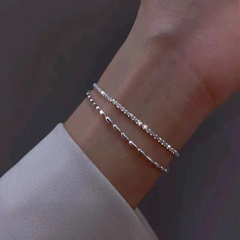 Elegantes Silberarmband-Set mit Zirkonia-Steinen