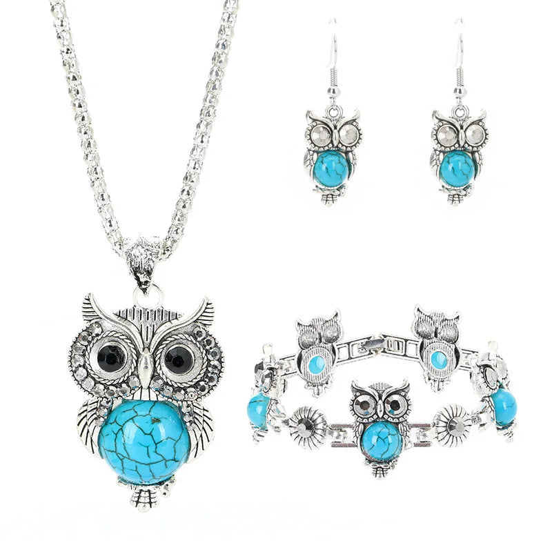 Türkis Eule Weisheits Schmuckset