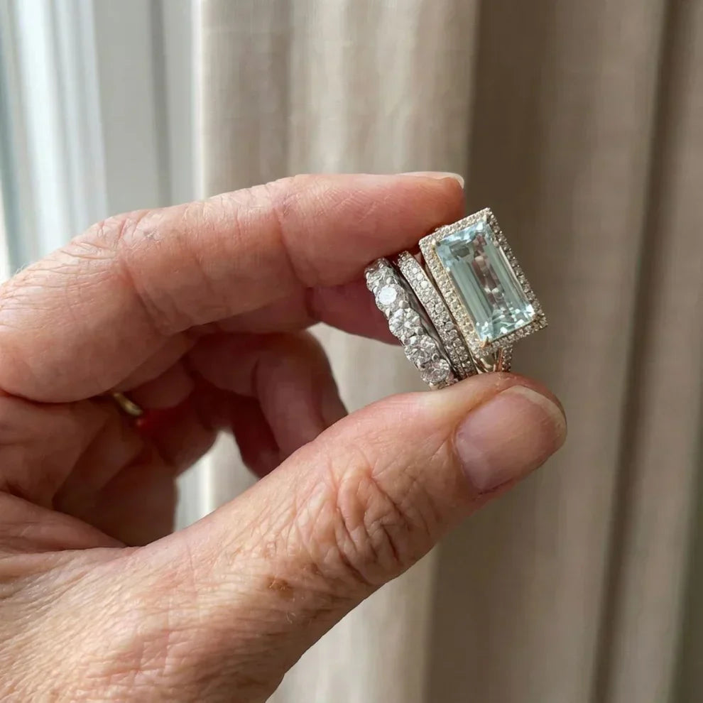 Vintage Silber- und Türkisring-Set