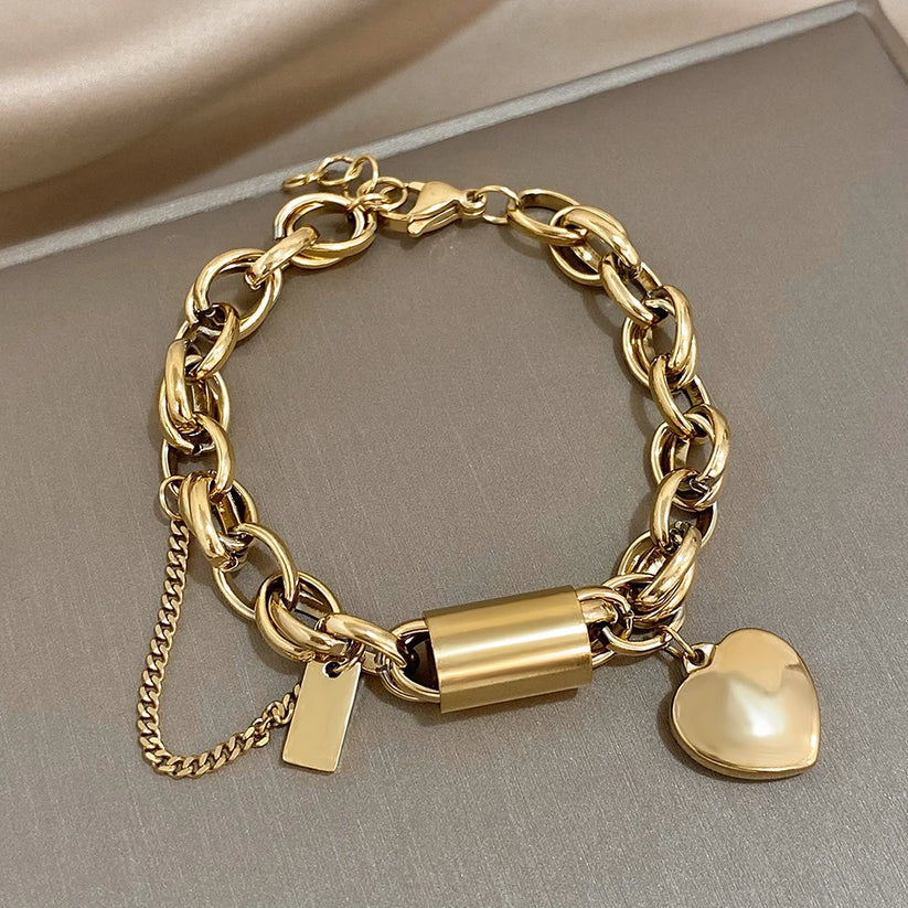 Herzlicher Chunky-Armband | Gold