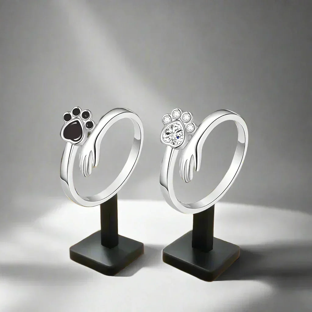 925 Sterling Silber Verstellbarer Ring – Hand- und Pfotenabdruck-Design