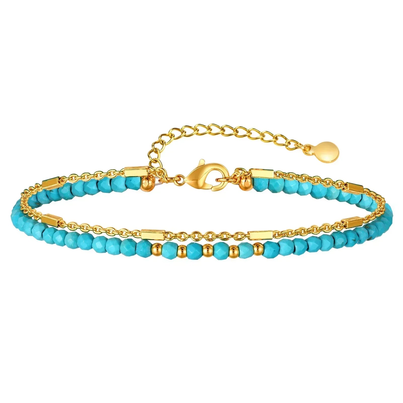 Strahlendes Gold-Türkis Kettenarmband