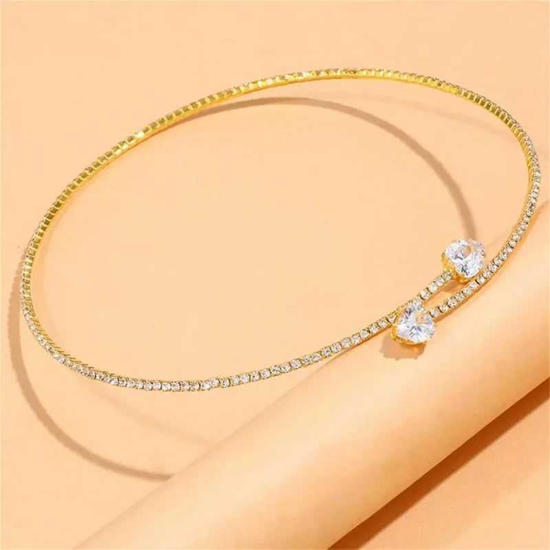Kristallherz Choker Halskette