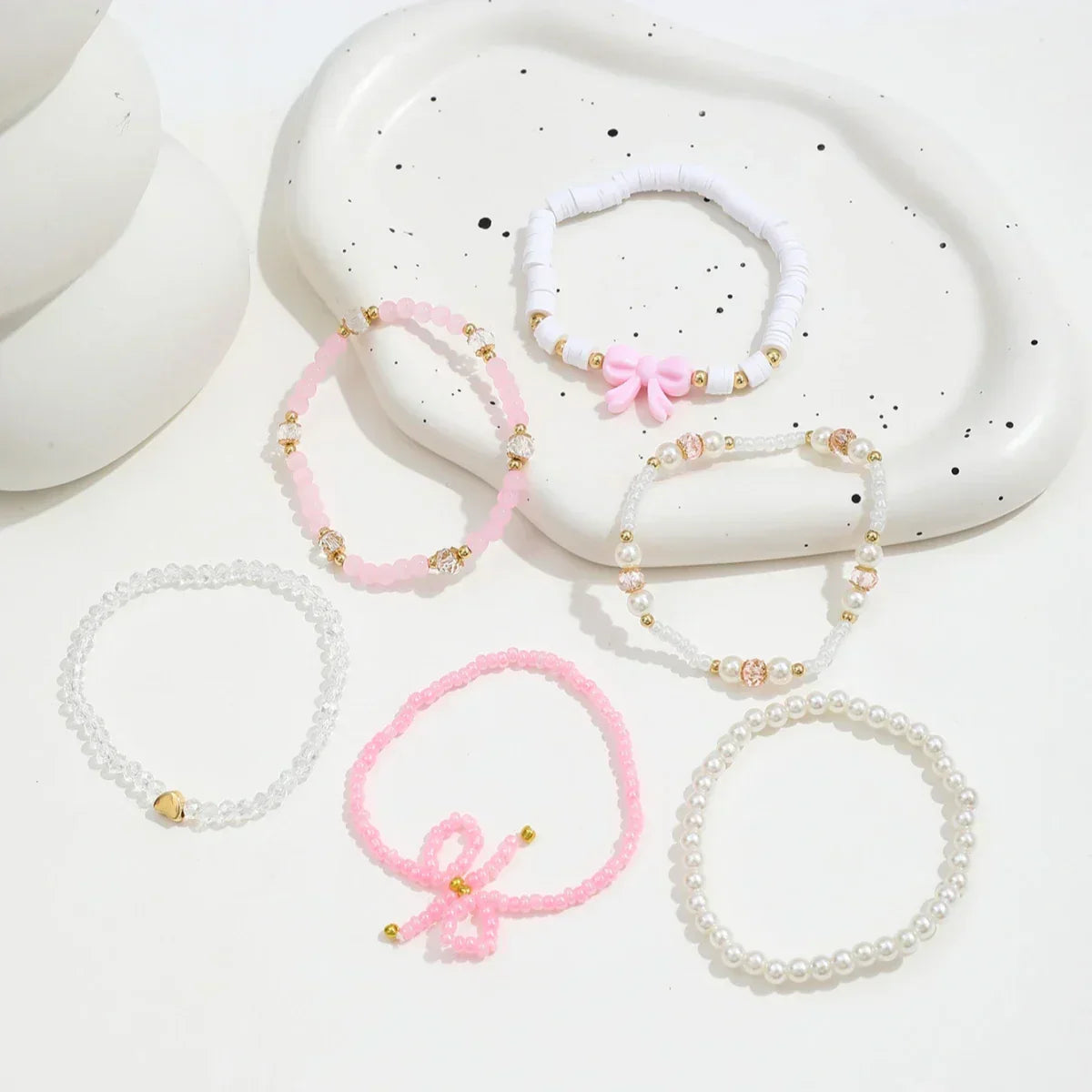 Perlen-Liebe Schleifenarmband-Set