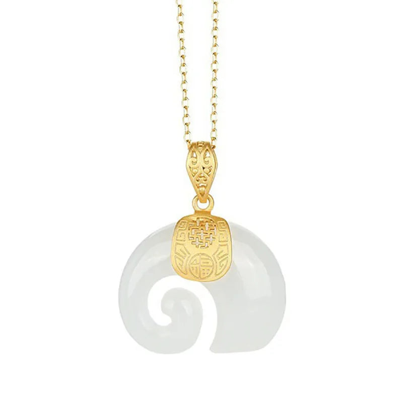 Hetian Jade Elefanten Anhänger Halskette – 18K Gold Beschichtete Kette für Frauen