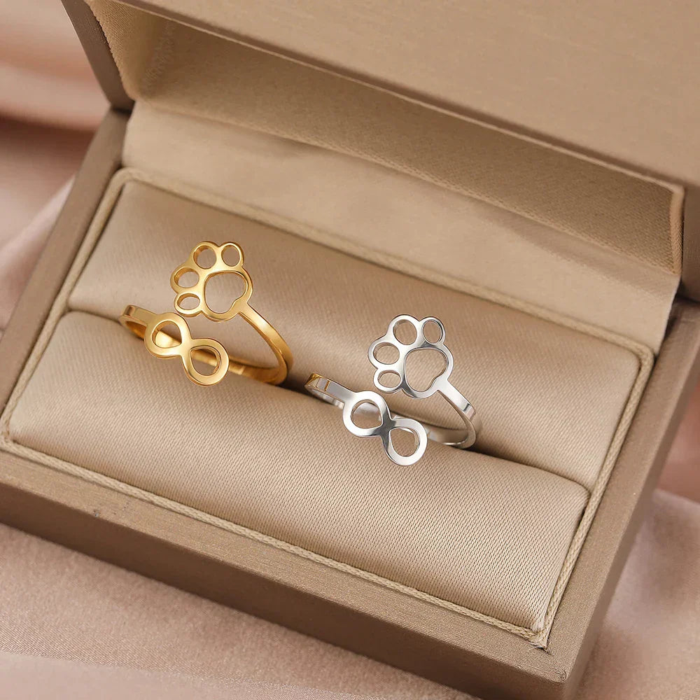 Verstellbarer Infinity-Pfotenring – Edelstahl