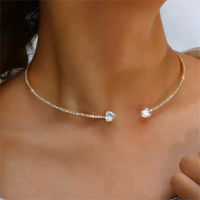 Kristallherz Choker Halskette