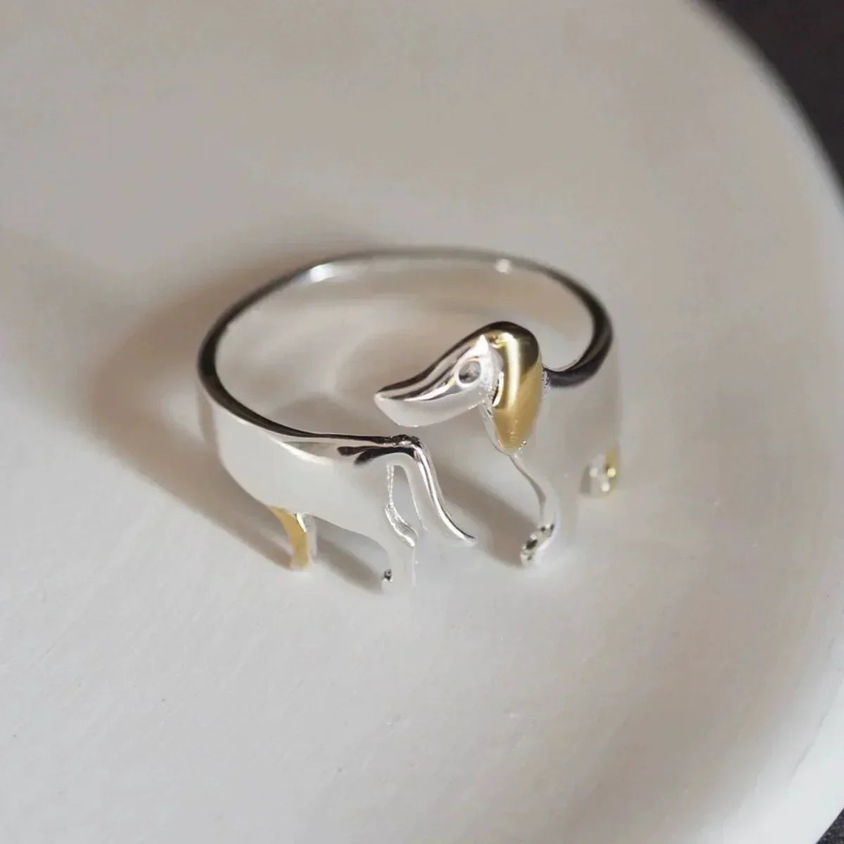 925 Sterling Silber Dackelring – Verstellbare Passform