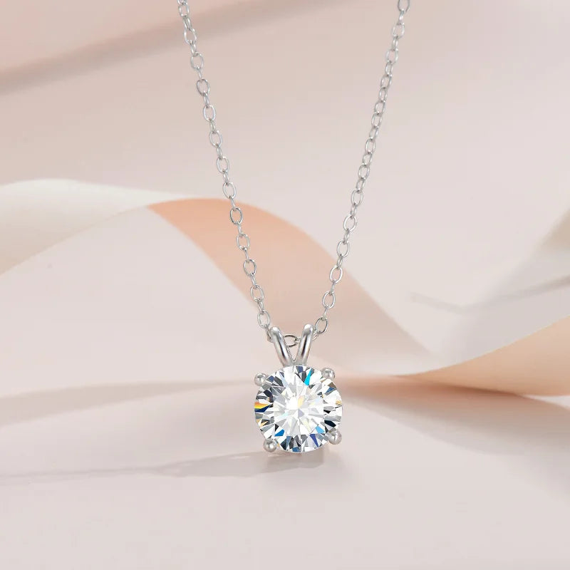 Exklusive Sterling Silber Moissanit Diamant Halskette