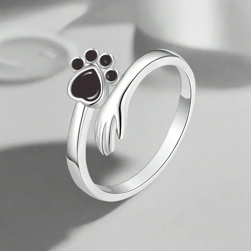 925 Sterling Silber Verstellbarer Ring – Hand- und Pfotenabdruck-Design