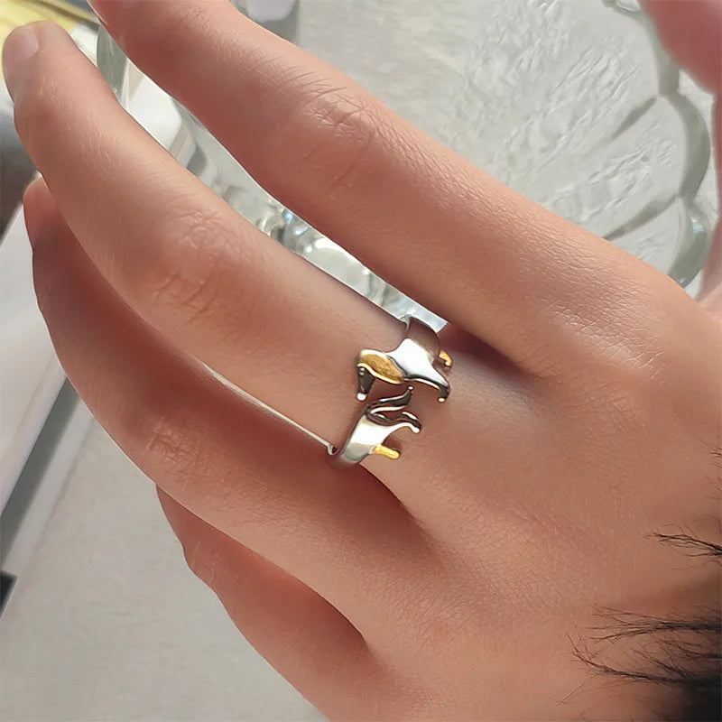 925 Sterling Silber Dackelring – Verstellbare Passform