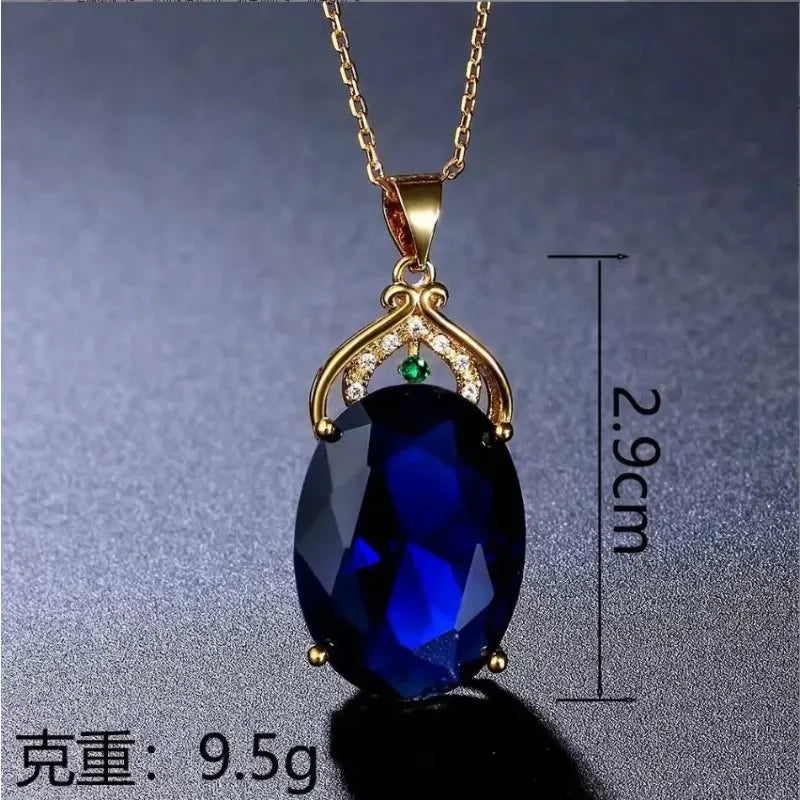 Elegante Kristall- und Opal-Drop-Anhänger-Halskette