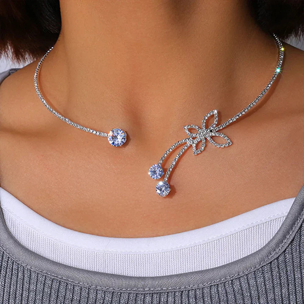 Kristallblüte Choker Halskette