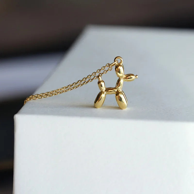 Goldfarbener Balloon Dog Anhänger Halskette
