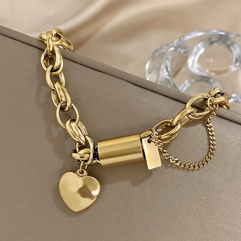 Herzlicher Chunky-Armband | Gold