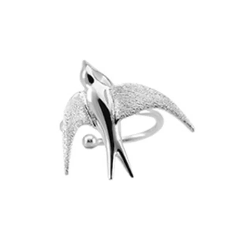 Schöne Silber Schwalbe Vogel Clip-On Ohrringe