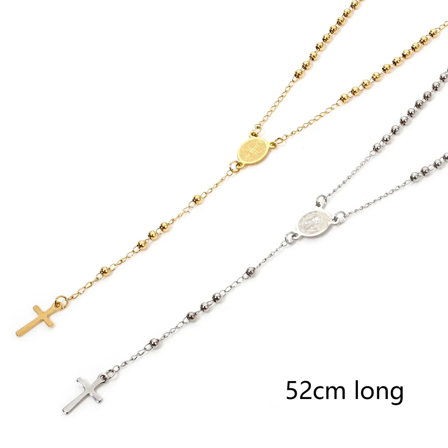 Stainless Steel Rosary Necklace