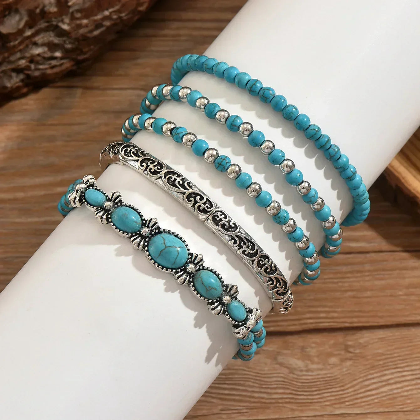 Bohemian Türkis Perlenarmband Set