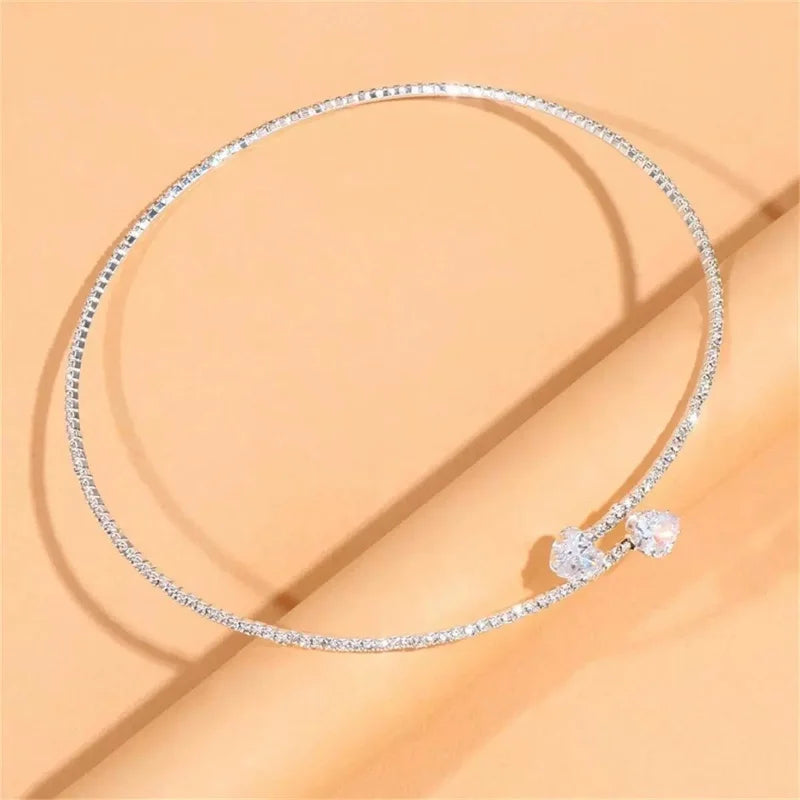 Kristallherz Choker Halskette