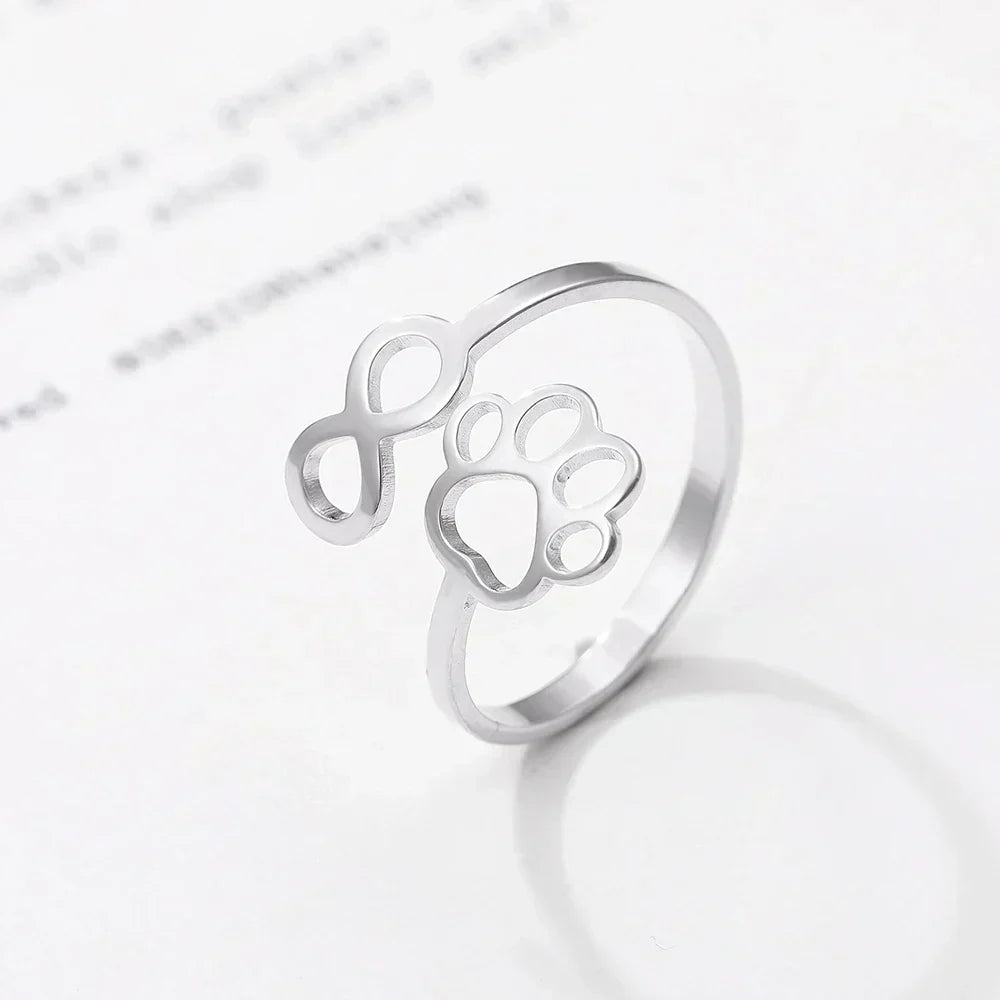 Verstellbarer Infinity-Pfotenring – Edelstahl