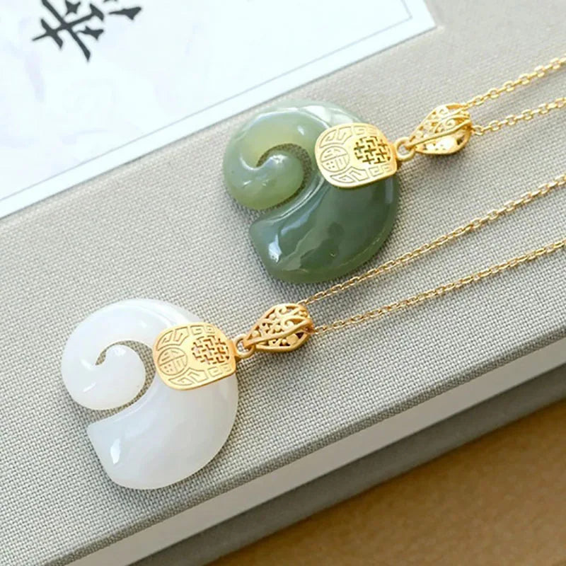 Hetian Jade Elefanten Anhänger Halskette – 18K Gold Beschichtete Kette für Frauen