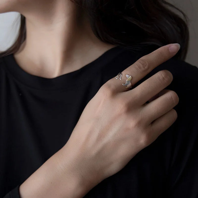 925 Sterling Silber Dackelring – Verstellbare Passform