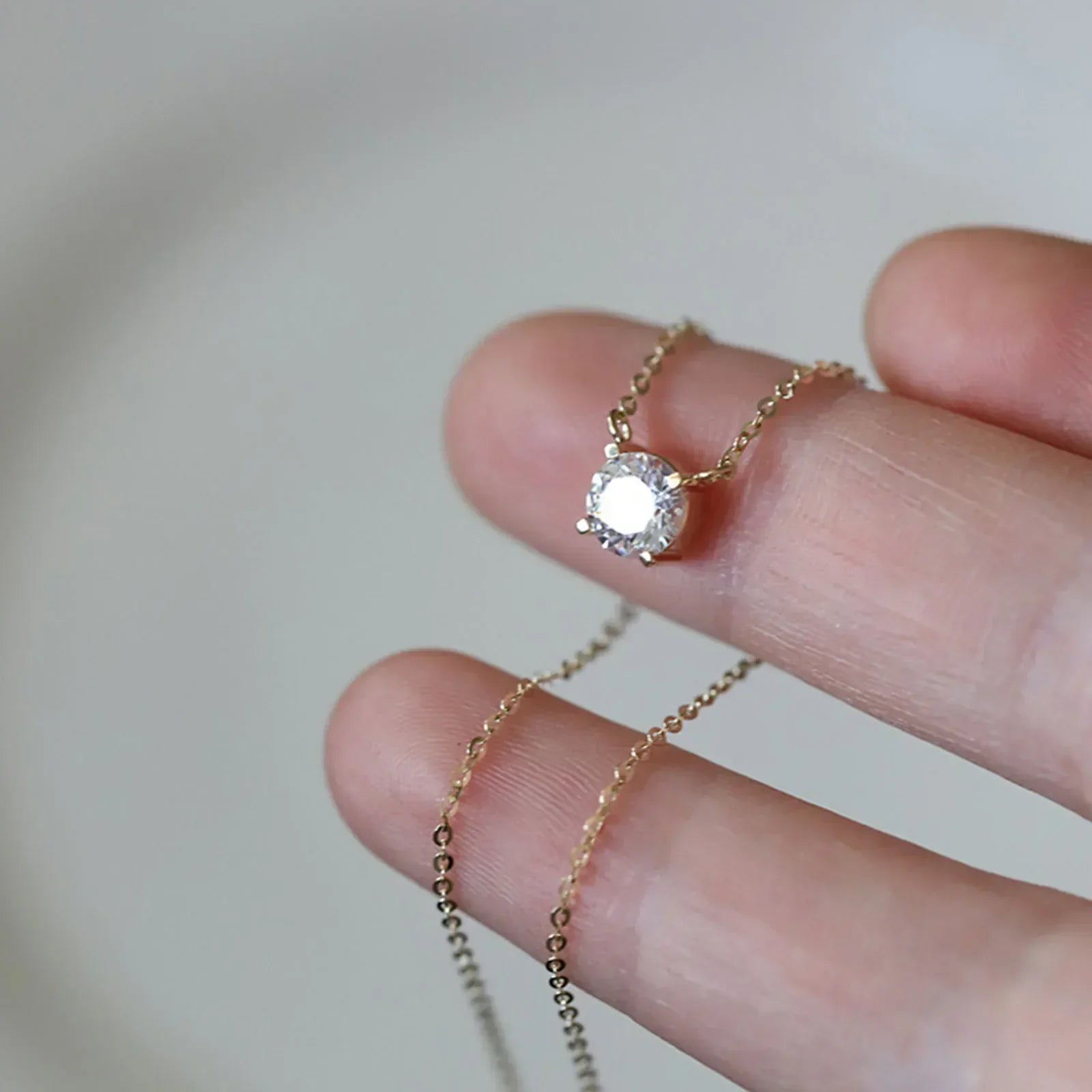 Sterling Silber 18K Gold Plattiertes Zirkon-Halsband
