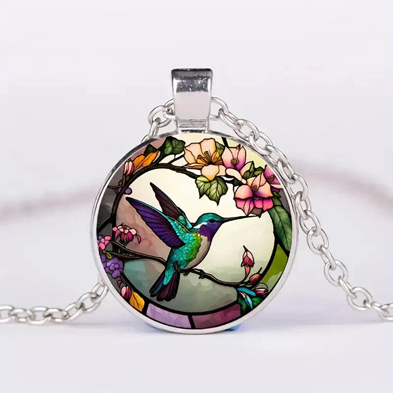 Kolibri Glasdom Anhänger Halskette