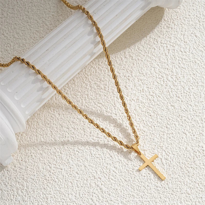 Unisex Gold Kreuz Halskette
