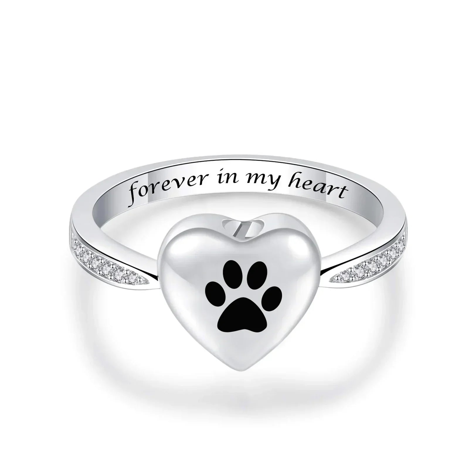 Liebe Herz Pfotenabdruck Urne Ring – Haustiergedächtnisschmuck