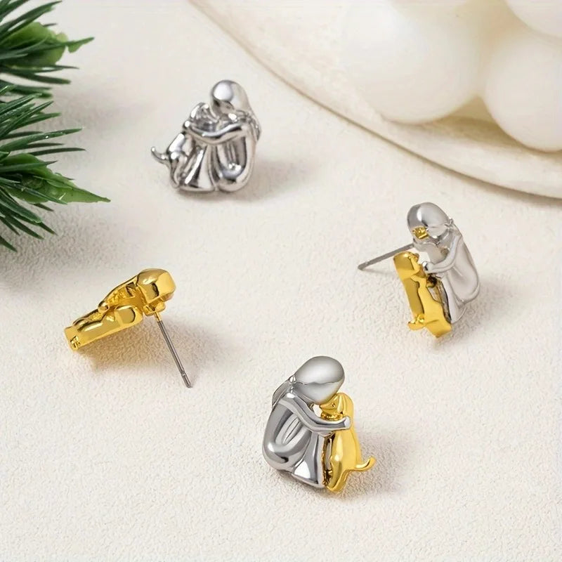 Silber- und Goldfarbene Zwei-Ton Ohrringe