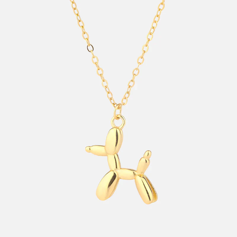Goldfarbener Balloon Dog Anhänger Halskette