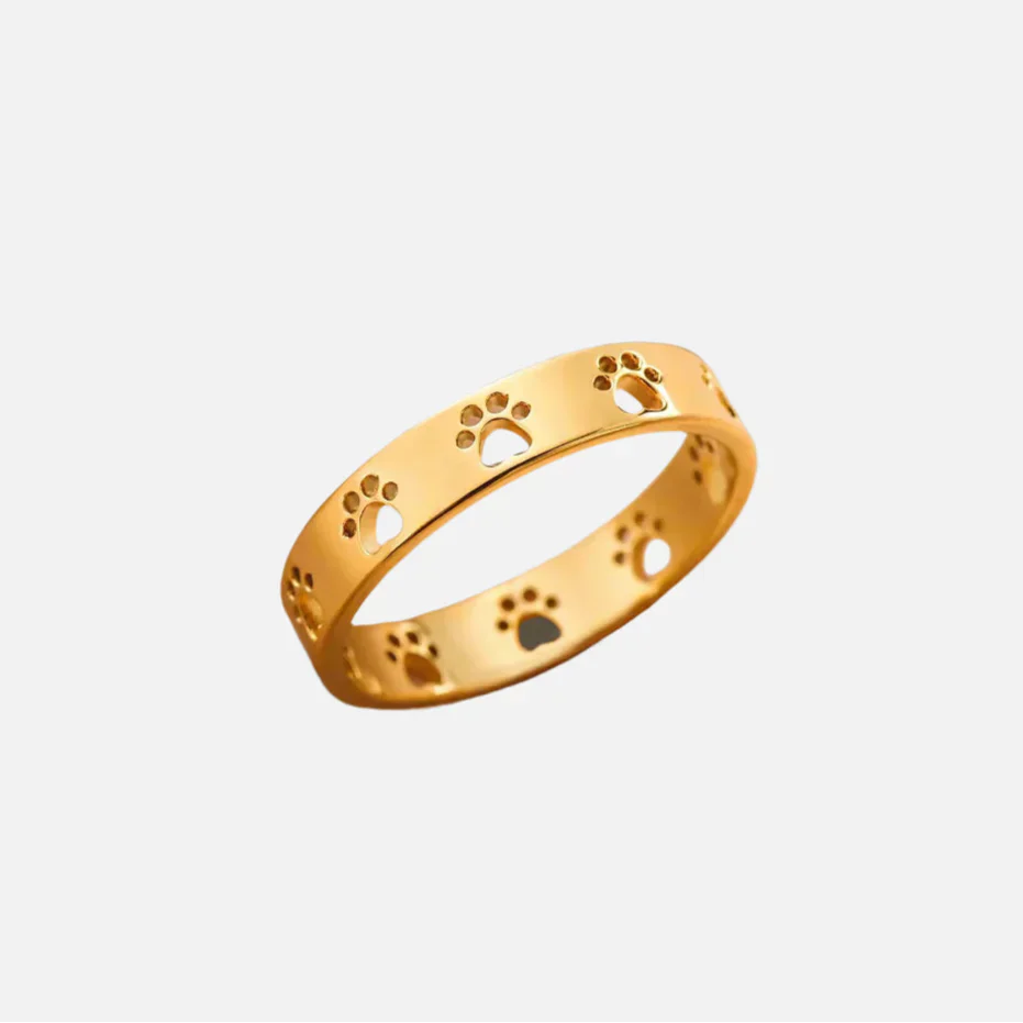 Goldfarbener Pfotenabdruckring – Edelstahl