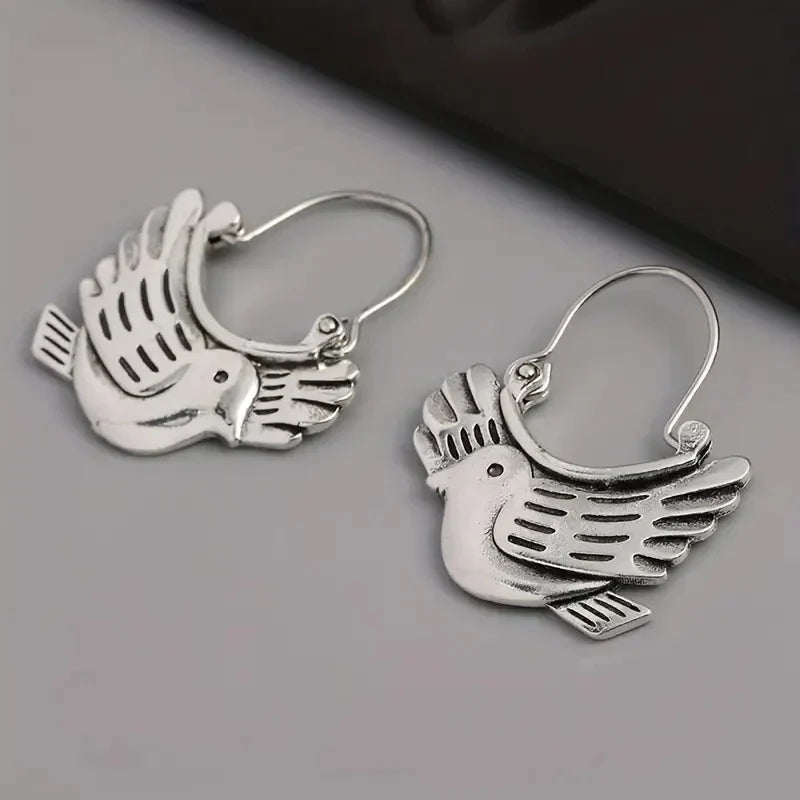 Boho Vogel-inspirierte Ohrhänger – Silber-Ton