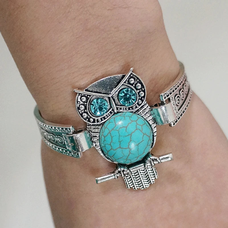 Vintage Eule Türkis Charm Armband