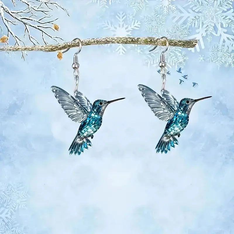 Blaue Kristallkolibri Ohrringe