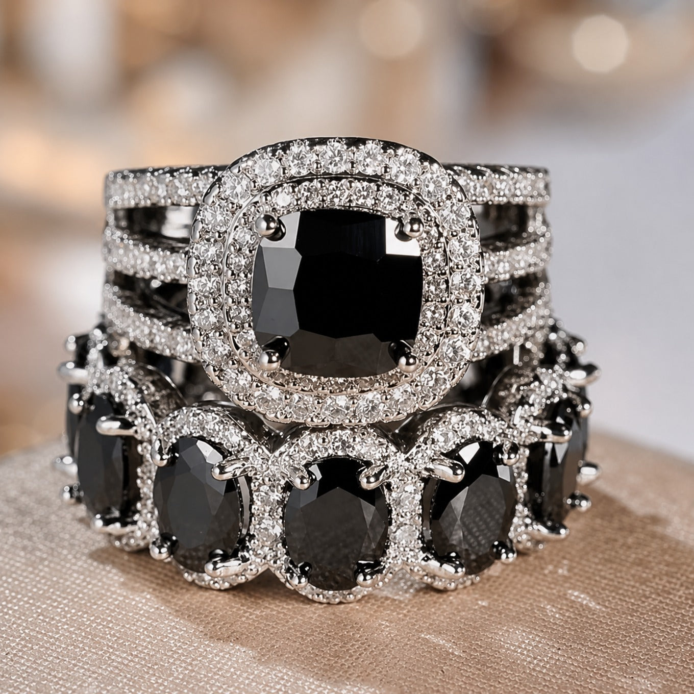 Eleganter Saphir Halo Stapelring
