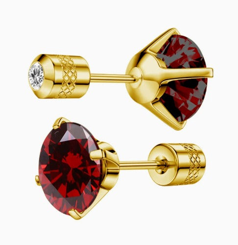 Elegante Rubin Gold Steckerohrringe